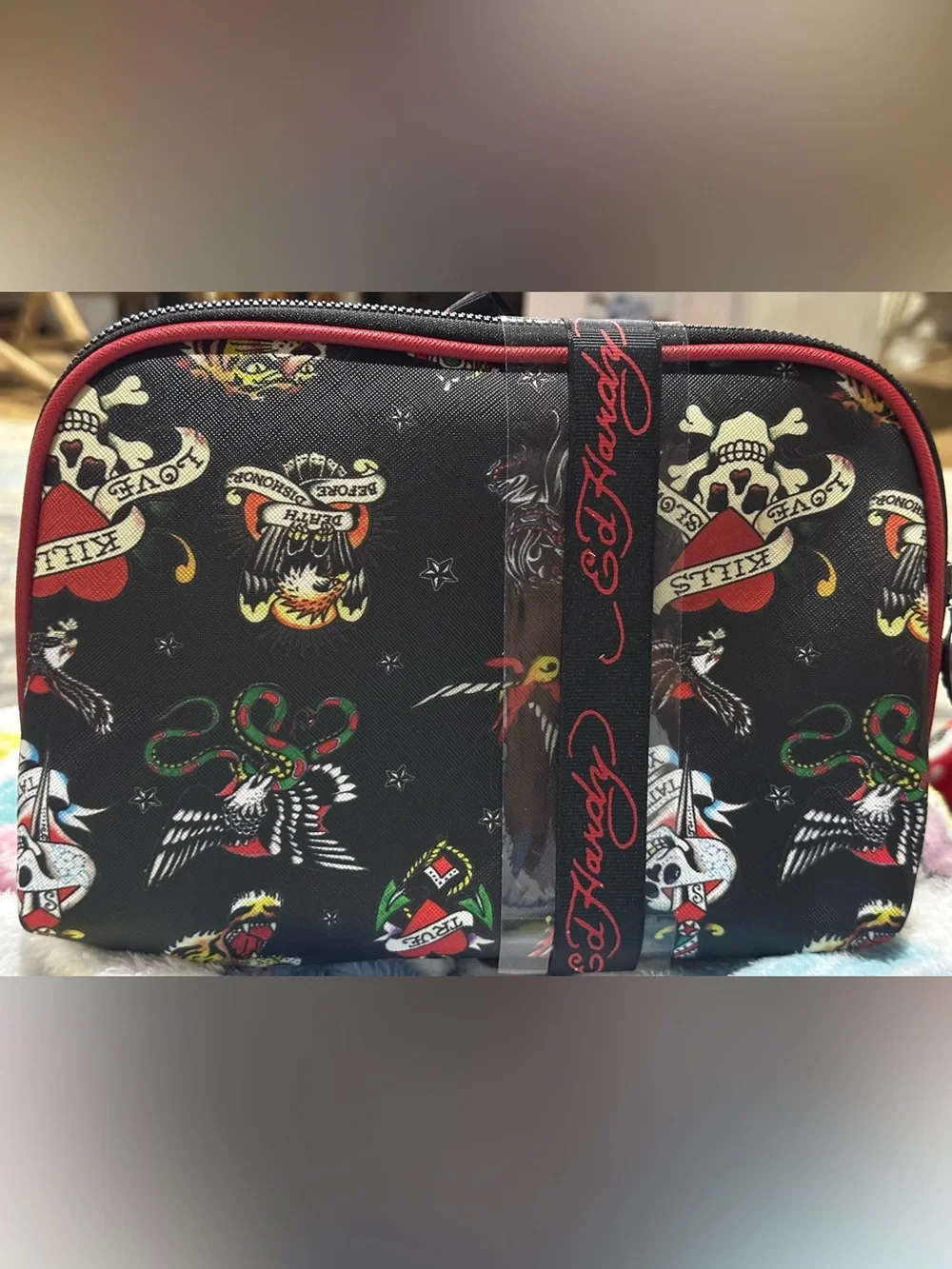 Ed Hardy Set of 2 Cosmetic Case / Pouch Bags